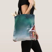 Elegante rode sneeuw vrolijke kerstpijnboom Vakant Tote Bag (Dichtbij)