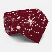 Elegante Rode Sneeuwvlok Kerstmis Stropdas (Opgerold)