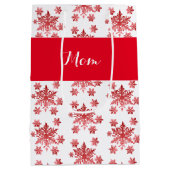 Elegante Rode Sneeuwvlok Medium Cadeauzakje (Achterkant)