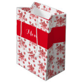Elegante Rode Sneeuwvlok Medium Cadeauzakje (Achterkant Gekanteld)