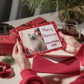 Elegante rode sterren vakantiefoto feestdagenkaart