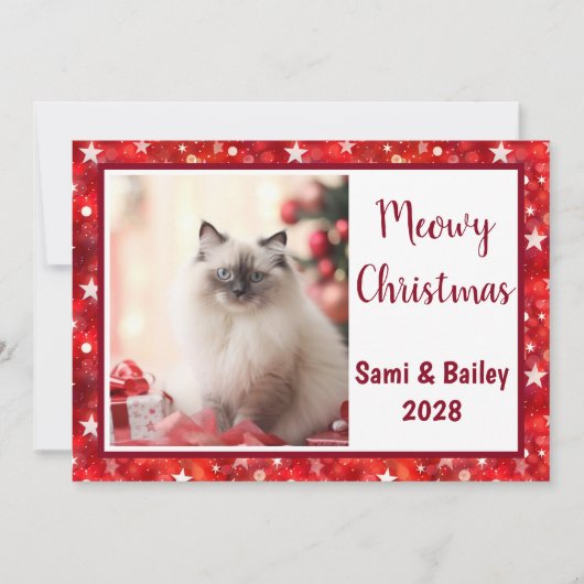 Elegante rode sterren vakantiefoto feestdagenkaart (Voorkant)