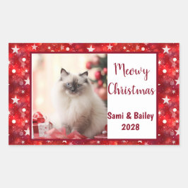 Elegante rode sterren vakantiefoto rechthoekige sticker