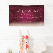 Elegante rode stippen Bokeh trouwbanner Spandoek (Insitu)