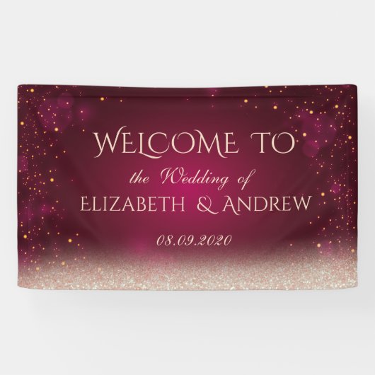 Elegante rode stippen Bokeh trouwbanner Spandoek (Horizontaal)