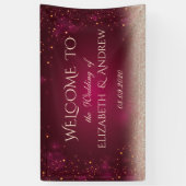 Elegante rode stippen Bokeh trouwbanner Spandoek (Verticaal)