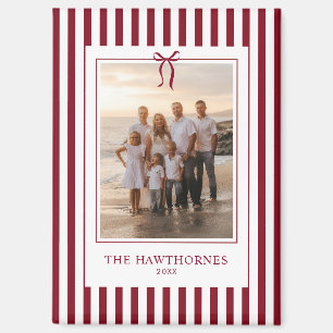 Elegante Rode Streep Kerstmis Familie Foto Magneet