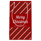 Elegante rode strepen kerst klein cadeauzakje (Voorkant)