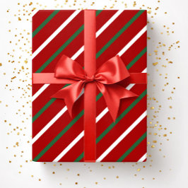 Elegante rode strepen patroon Kerstmis Cadeaupapier