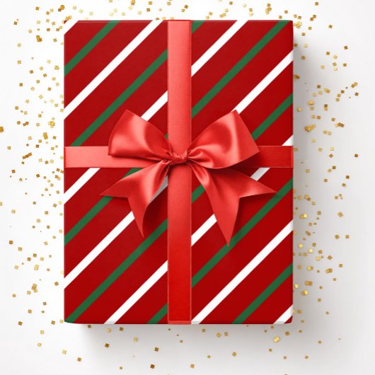 Elegante rode strepen patroon Kerstmis Cadeaupapier