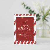Elegante rode strepen sprankelende kerst non-foto feestdagenkaart (Staand voorkant)