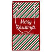 Elegante rode strepen Vrolijk kerstfeest Klein Cadeauzakje (Voorkant)