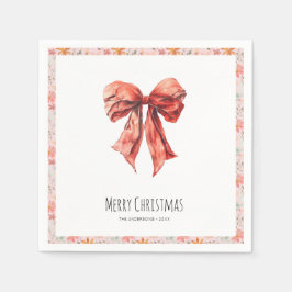 Elegante rode strik Coquette Minimalistische Kerst Servet