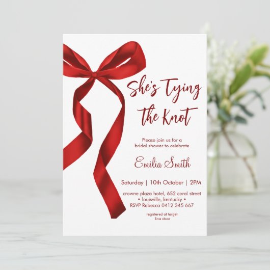 Elegante Rode strik die het knoop vrijgezellenfees Kaart (Staand voorkant)