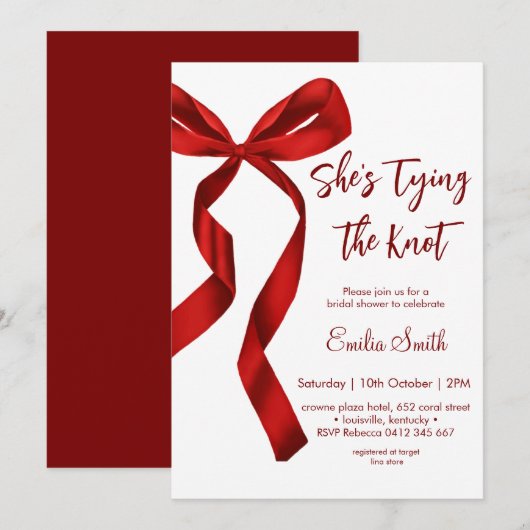 Elegante Rode strik die het knoop vrijgezellenfees Kaart (Voorkant / Achterkant)