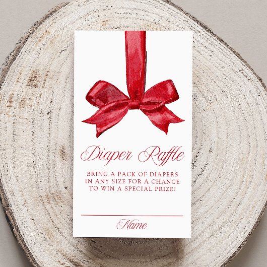 Elegante Rode Strik Kerst Luiers Raffle Informatiekaartje