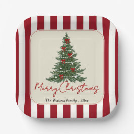 Elegante rode strik kerstboom feest papieren borde bordje