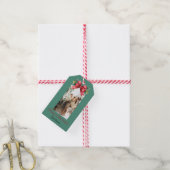 Elegante rode strik kerstcadeau label met naam cadeaulabel (Met Touw)