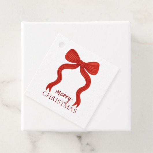 Elegante Rode Strik Kerstfeest -  Bedankjes Labels (In situ)