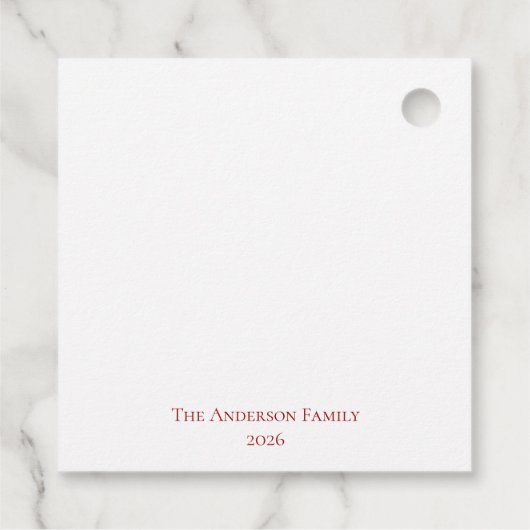 Elegante Rode Strik Kerstfeest - Bedankjes Labels (Achterkant)