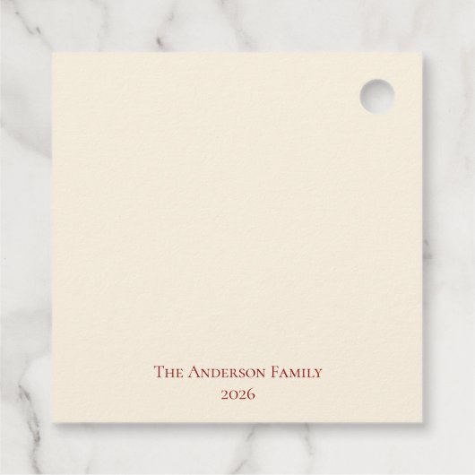 Elegante Rode Strik Kerstfeest -  Bedankjes Labels (Achterkant)