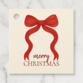 Elegante Rode Strik Kerstfeest -  Bedankjes Labels (Voorkant)