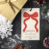 Elegante Rode Strik Kerstfeest - Cadeaulabel