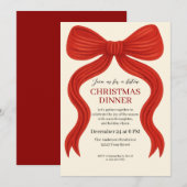 Elegante Rode Strik Kerstfeest -  Kaart (Voorkant / Achterkant)