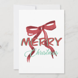Elegante Rode Strik Kerstkaart Kaart