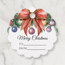 Elegante rode strik kerstkrans bedankjes labels