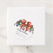 Elegante rode strik kerstkrans bedankjes labels (In situ)