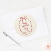 Elegante rode strik Valentijnsdag ronde sticker (Envelop)