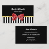 Elegante rode strik zwart en witte strepen met gou visitekaartje (Voorkant / Achterkant)