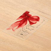 Elegante Rode Strikte Script Sweet 16 Feest Acryl Uitnodigingen (Laagn)