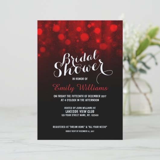 Elegante rode string lichten bokeh vrijgezellenfee kaart (Staand voorkant)