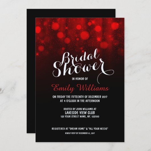 Elegante rode string lichten bokeh vrijgezellenfee kaart (Voorkant / Achterkant)