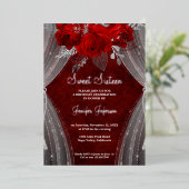 Elegante rode Sweet Sixteen uitnodiging (Staand Voorkant)