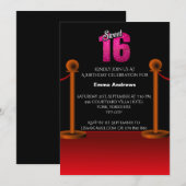 Elegante rode tapijt zoet 16 Party uitnodiging (Voorkant / Achterkant)