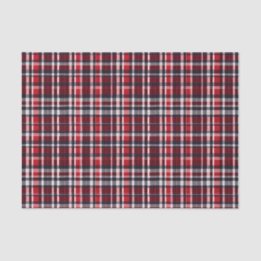 Elegante rode Tartan Check Plaid Patroon Kerstmis Tissuepapier (Voorkant)