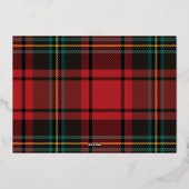 Elegante rode tartan kerst niet-foto goud folie feestdagenkaart (Achterkant)