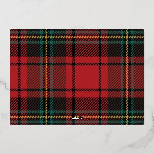 Elegante rode tartan kerst niet-foto goud folie feestdagenkaart (Achterkant)