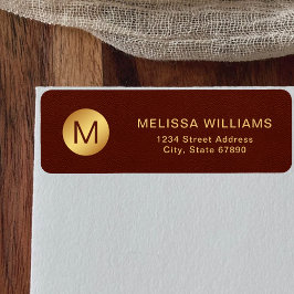 Elegante rode textuur & gouden Initiaal retouradre Etiket