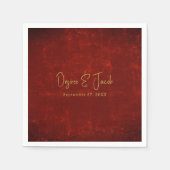 Elegante Rode Textuur Gouden Land Rustieke Kerstmi Servet (Voorkant)