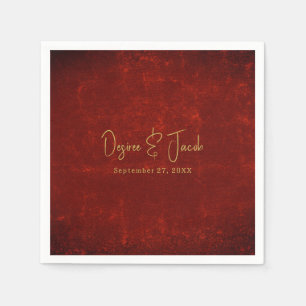 Elegante Rode Textuur Gouden Land Rustieke Kerstmi Servet