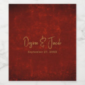 Elegante Rode Textuur Gouden Land Rustieke Kerstmi Wijn Etiket (Enkel label)