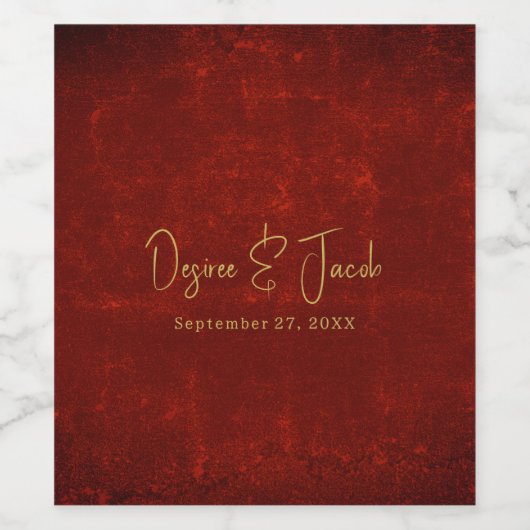 Elegante Rode Textuur Gouden Land Rustieke Kerstmi Wijn Etiket