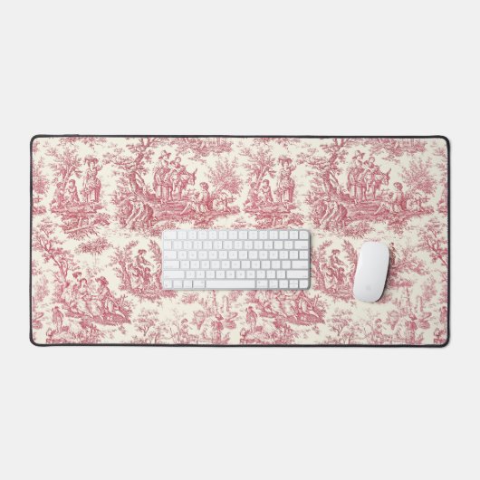 Elegante  rode toile de jouy bureaumat (Keyboard & Muis)