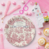 Elegante  rode toile de jouy monogram papieren bordje (Feest)