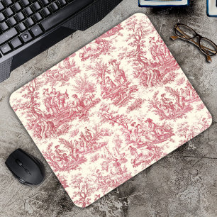 Elegante rode toile de jouy muismat