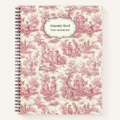 Elegante rode toile de jouy notitieboek (Voorkant)